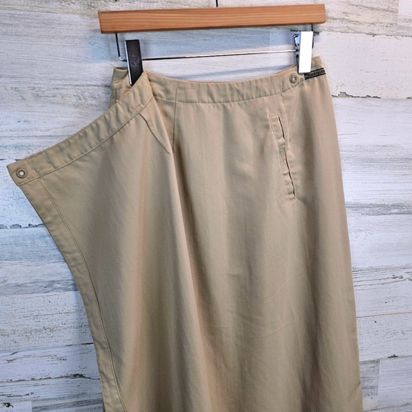 VTG Royal Robbins Women Khaki Chino Wrap Midi Skirt 6 Academia Neutral Essential - Picture 10 of 11